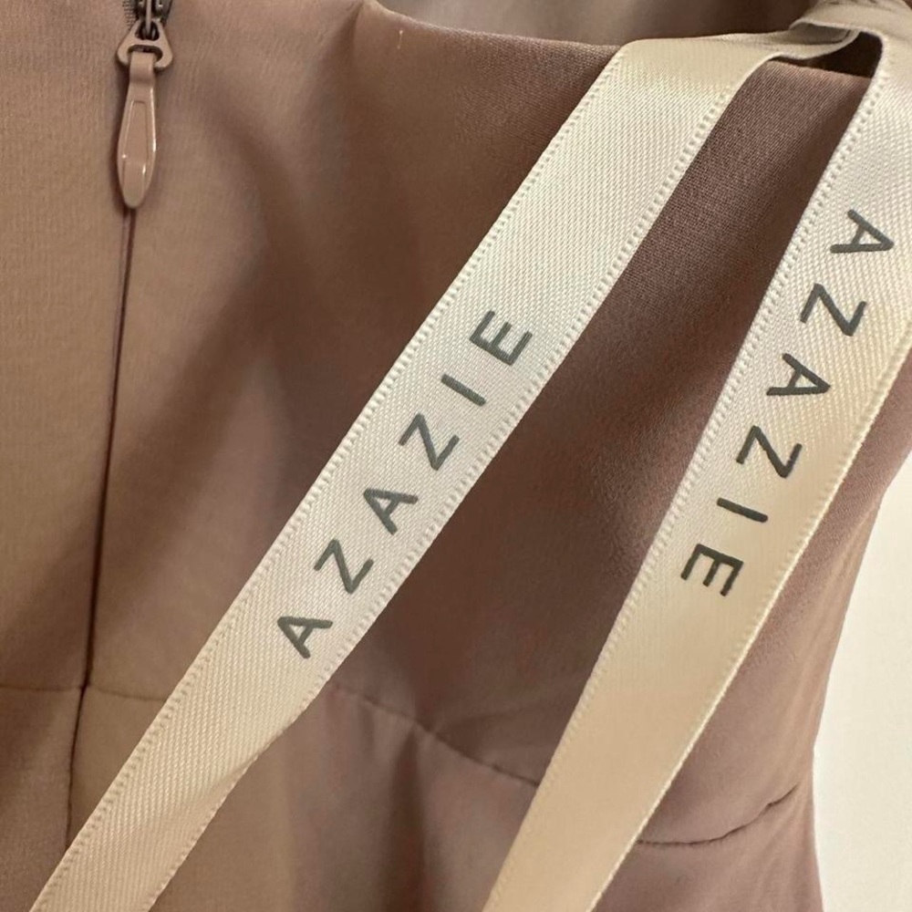 Azazie Strapless Taupe Dress - Picture 4 of 6